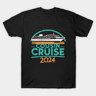 Funny Cousin Cruise 2024 Retro Family Matching Reunion Trip T-Shirt